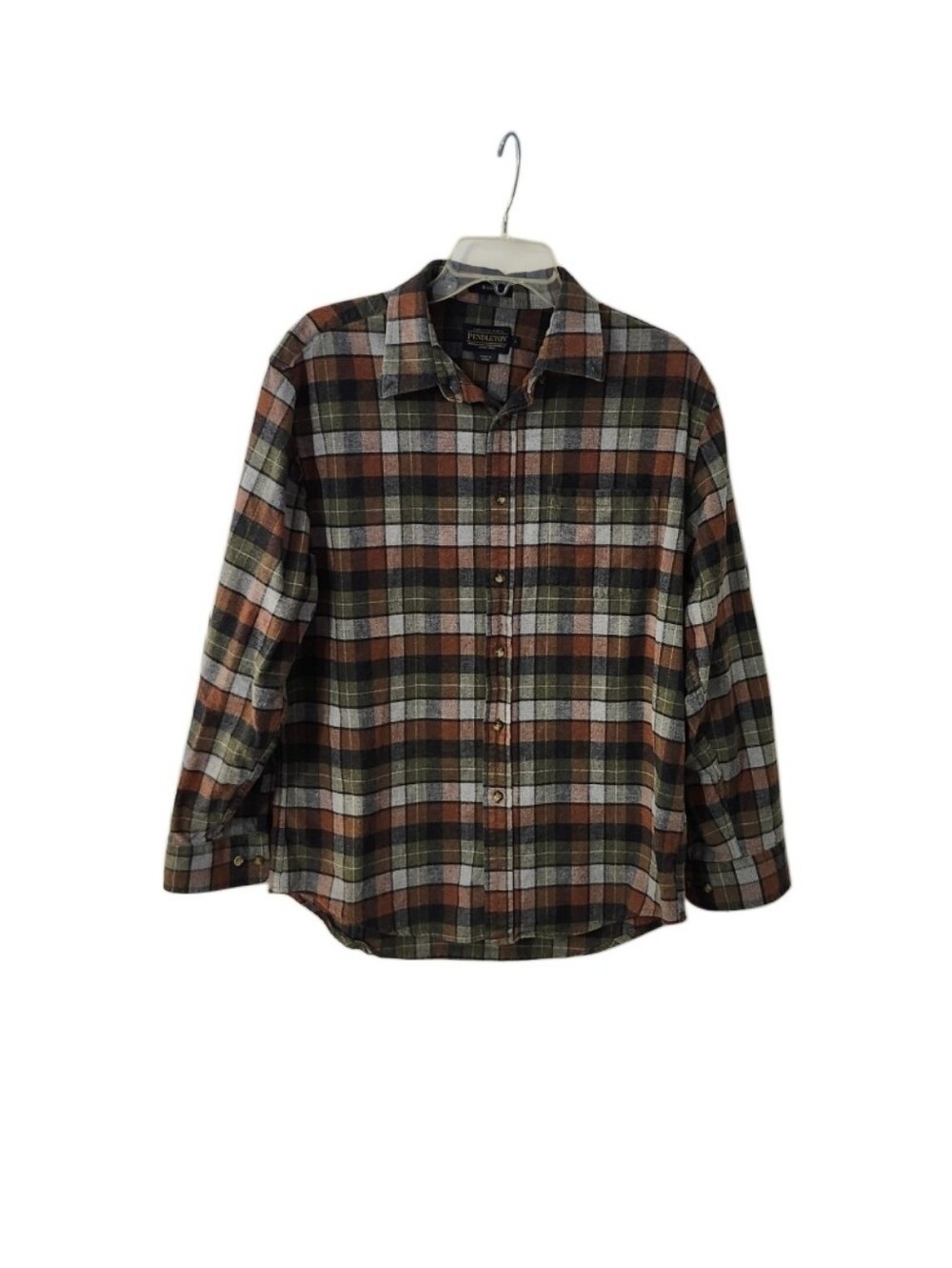 Men's Pendleton Mason Flannel Shirt Size L Multicolor Earth Toned 100% Cotton